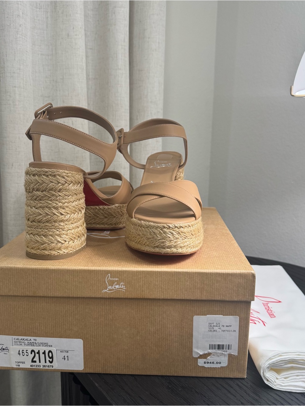 Christian Louboutin Calakala 70 Platform Espadrille Sandals Nude 41 - Picture 8 of 8